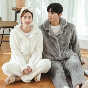 [글램공감]스너그 투피스 털잠옷 여성 남성 겨울 홈웨어 파자마 상하세트 4colors