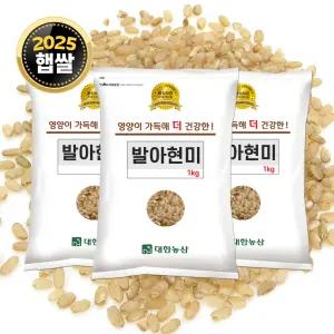 국산 발아현미 3kg (1kgx3) / 25년 검정쌀 잡곡
