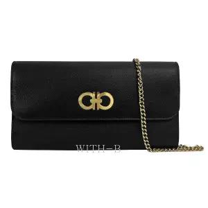 (쇼핑백증정)[FERRAGAMO]페라가모 간치니 WOC 체인 크로스백 220379 0753032 BLACK