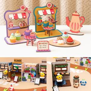 [문구티쳐] 민화샵 미니어쳐 가게만들기 (MDF카페 베이커리 / 베이커리 / 선인장 ) 피규어 우드아트 3D 입체조립 diy 색칠하기 미니어처 상점