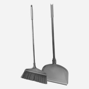 심플리 스탠드 빗자루 쓰레받기 세트 그레이 학교 미용실 사무실 아파트 미화용품 청소 업소 롱 쓰레받이 관공서 회사 방비 롱비