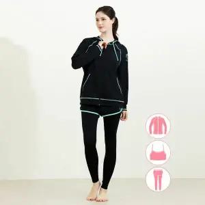 [하프클럽/베이직 엘르]베이직엘르 여성인 후드 집업 래쉬가드 비치반바지 레깅스 세트 BEL