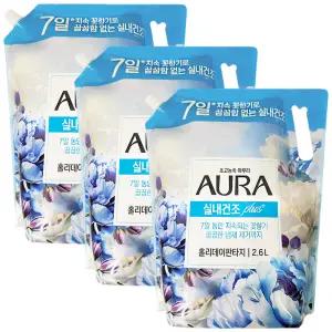 샤프란 아우라 홀리데이 판타지 섬유유연제 리필 2.6L 3개 , 고농축 리필 대용량