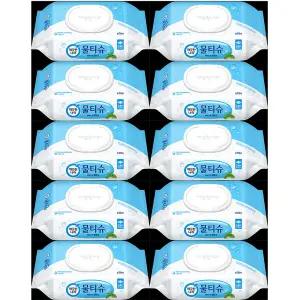 깨끗한나라 물티슈 페퍼민트 도톰한 엠보싱 캡형 70매x10개