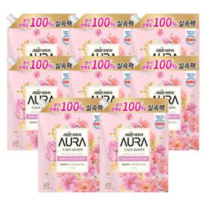 엘지생활건강 샤프란아우라 섬유유연제 윌유메리미 1.7L 8개 / 초고농축 리필