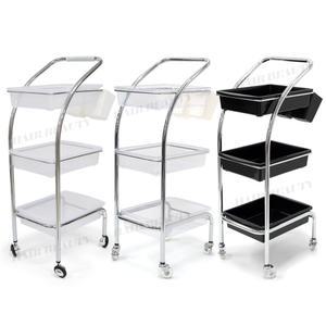 기본 3단 미용실트레이 (블랙 반투명 선택) 미용실 카트 정리대 셋트대