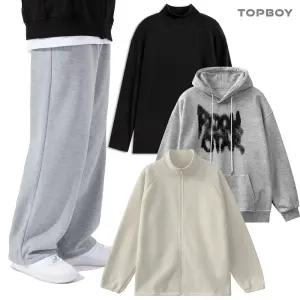 탑보이 기모 트레이닝 바지 목폴라 플리스 와이드 팬츠 셔츠