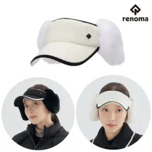 레노마골프 여성 겨울 토끼털 니트 귀달이 방한 썬바이저 CN 8812