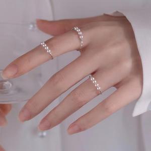 925 실버 오픈링 진주 물결 반지