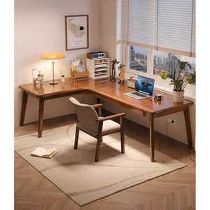 ㄱ자 테이블 원목 서재 코너 책상 대형 컴퓨터 우드