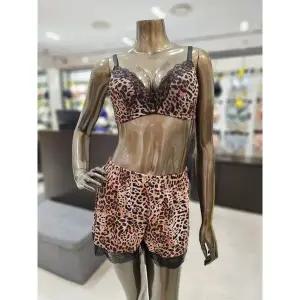 갤러리아 레오파드 노와이어 브라,팬티,큐롯세트 WBWBR4P12T,PT,CU-DBR