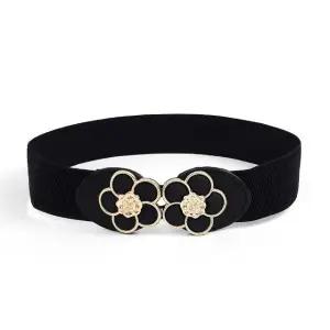 플라워 밴드벨트 블랙 재킷 밴딩 포인트 코트 (WFHS4YG)