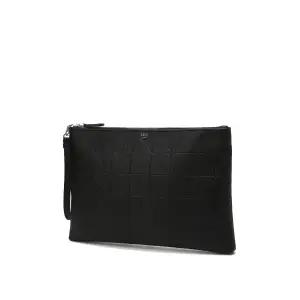 [롯데백화점]닥스 액세서리 [쇼핑백동봉] 블랙 그리드 패턴엠보 소가죽 클러치 DBBA5F279