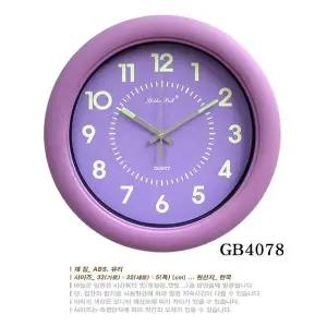 GB4078 야광 무소음 원형 벽시계 보라 W215A46