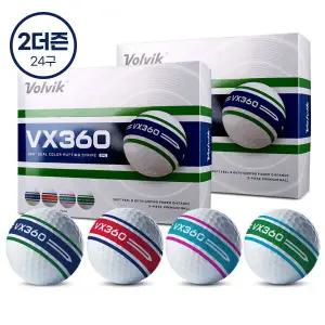 VX360 듀얼컬러 3피스 360도 퍼팅라인 골프공 2더즌 (24구)