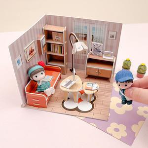 [문구티쳐] 토단 (TD) 3D 입체 종이 퍼즐 미니스토어 (거실) 1인세트 DIY 장식소품 인형집 퍼즐놀이 학습교구활동 만들기수업