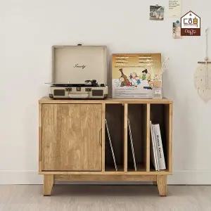 [다하미가구]베르딕 고무나무 원목 매거진랙 보관함 협탁 턴테이블 LP수납장 800