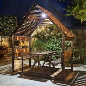 원목 파고라 야외 정자 지붕 프레임 캐노피 6인용 세트