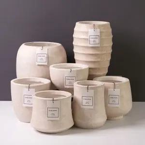 마블 패턴 초경량 FRP 유로스톤 화분 대형 스테이 분갈이 베이지 플랜테리어