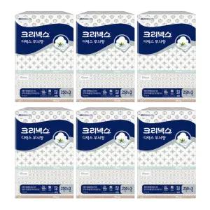 크리넥스 디럭스 무늬향 각티슈 미용티슈 250매 3입 x6개
