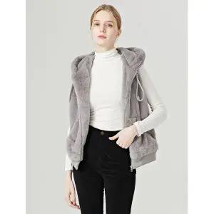 [탱커스]페이크 소프트 퍼 후드 집업베스트 TW4VT001L0 _P375304450