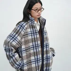 UNISEX 웜 체크 플리스 집업 점퍼 [NAVY] / SBE3U07013-WOMAN