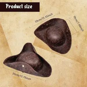 가짜 가죽 해적 모자 빈티지 주름 디스트레스드 트리코른 해적 모자 여성 남성 할로윈 의상 코스프레 액세