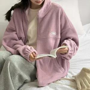 [공구우먼] [제작] 후끈후끈 도톰 플리스 루즈핏 집업 84646 빅사이즈 여성의류