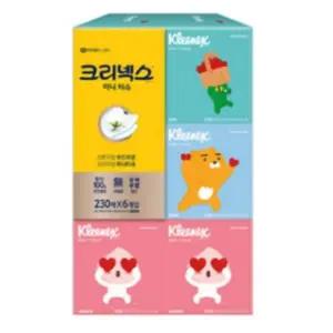 크리넥스)디럭스미니1 2티슈(230매x6입)각 캐릭터각 사각 휴지 화장지 미용 부드러운