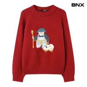 [롯데백화점]비엔엑스 유니크 자수 레트로 긴팔 니트 (BX4KP033L0)