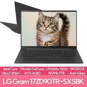 LG전자 그램 프로17 17ZD90TR-SXSBK 인텔 울트라7 RTX4050 램32G NVMe1TB 사무용 노트북 추천 EU
