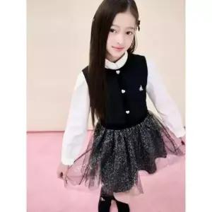 빈폴키즈 BENPOLE KIDS러블리 빙키 걸즈 홀리데이 베스트형 샤 원피스 - 블랙 (BI5X71G025)