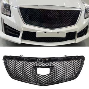 범퍼 그릴캐딜락 호환 ATS 2015-2019 용 전면 그릴 레이싱 벌집 스타일 블랙 자동차 상단 범퍼 라디에이터