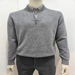 인디안웰메이드 남성 겨울 솔리드 짚업 이중에리 니트 5 W 9129