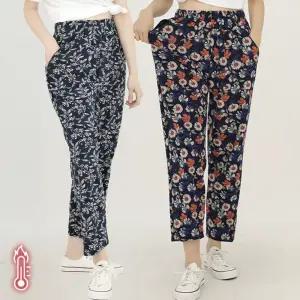 겨울 몸빼바지 기모 꽃무늬 9부 작업복 반티 단체복 부모님 시니어 선물 김장바지 촌캉스