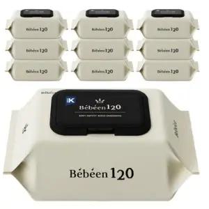 베베앙 9단계 초순수 정제수 대용량 안심 엠보싱 유아물티슈_캡형 120매 10팩 434484