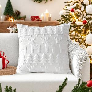 새로운 45 45cm 크리스마스 던져 쿠션 커버 트리 탈부착 가능한 3D 홈 순록 부드러운 장식
