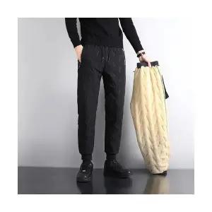 남자 배기핏 바지 팬츠 겨울 면 캐시미어 오버사이즈 도톰 바람막이 방한 살찌우기 보온 긴 ST4