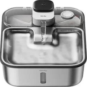 실내용 스테인리스 스틸 고양이 급수대 무선 3.6L/123온스 자동 금속 개 급수기 배터리 작동 애완동물