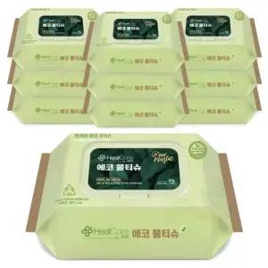 헬케어 레이온 생분해 에코 물티슈 72매 60g 10개 캡형 434892
