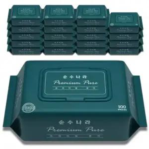 순수나라 프리미엄 퓨어 물티슈 캡형 100매 20팩 434898