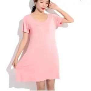 모달 캡내장 반팔 원피스 잠옷 홈웨어 이지웨어 롱버전 롱원피스 (WFJ4SAX)