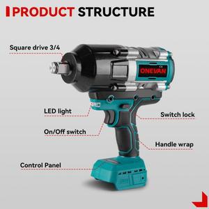 ONEVAN 2800W 무브러시 전동 임팩트 렌치 3100N.M 무선 마키타 배터리 핀 호환 자동차 수리 공구