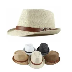 클래식 빈티지 가죽 페도라 모자 (WFJ5GT0)
