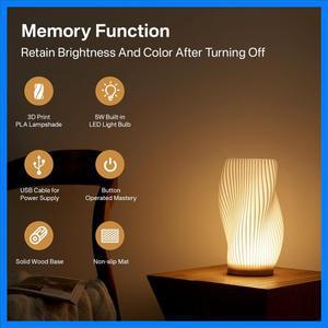 3D 책상 램프 Pleated 침실 머리맡 램프 3 단계 디 밍이 가능한 책상 조명 LED 야간 조명 커피 숍 카드 좌