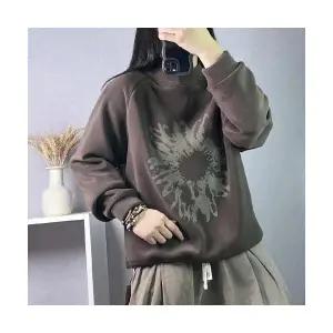 EAMT 여자 맨투맨 양면 오플리스 겨울 프린트 기모 톱 EUNG4