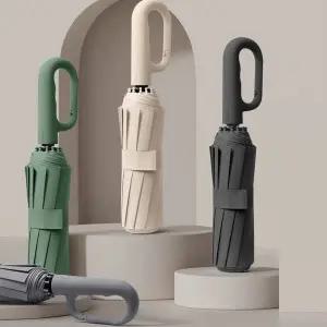 [안양신기중학교전용] 카라비너 손잡이 3단자동우산 등산 여행용 이중창살 자외선차단우산