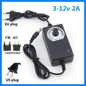AC-DC 조절 가능 DC 전원 공급 장치 스위치 3V-12V 5V 6V 9V 12V 2A 충전기 전원 어댑터 스트립 블로워용