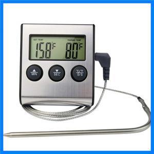 주방 디지털 요리 온도계 오븐 용 고기 음식 온도 바베큐 그릴 타이머 기능 요리 용 프로브 열 측정기 포함