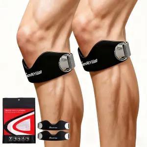 비앙리야오 실리콘 슬개골 힘줄 지지 스트랩 2팩 달리기 하이킹 농구 점퍼 무릎 건염 스쿼트 - 블랙용